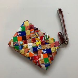 Nahui Ollin wristlet made of recycled wrappers